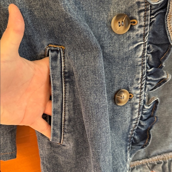 Women's Denim Ruffle Jacket - Picture 2 of 4